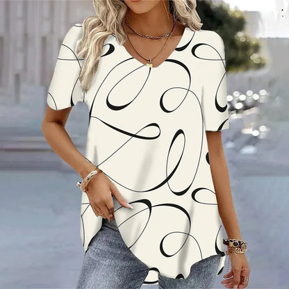 Women's 3d Bohemia Printed T shirts V-neck Short Sleeved Tops Fashion Hawaii Style Blouse Tops - Shop & Buy