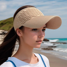 Load image into Gallery viewer, Solid Color Knitted Visor Hats Trendy Breathable Elastic Sun Hat Casual Running Visors For Women daily uses
