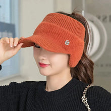 Load image into Gallery viewer, New Autumn Winter Fashion Women&#39;s Knitted Fleece Hat Ladies With Earflaps Hats Empty Top Baseball Cap For Female
