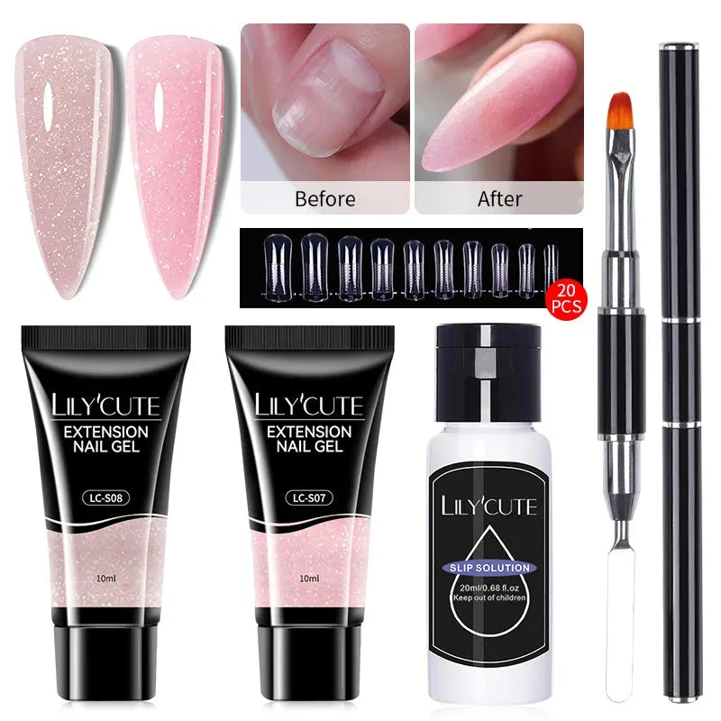 4PCs/Set Nail Extension UV Nail Gels Set Clear Nude Semi-permanent Quick Extension Set Nail Art Acrylic Gel Polish - Shop & Buy