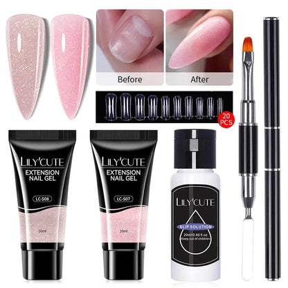 4PCs/Set Nail Extension UV Nail Gels Set Clear Nude Semi-permanent Quick Extension Set Nail Art Acrylic Gel Polish - Shop & Buy