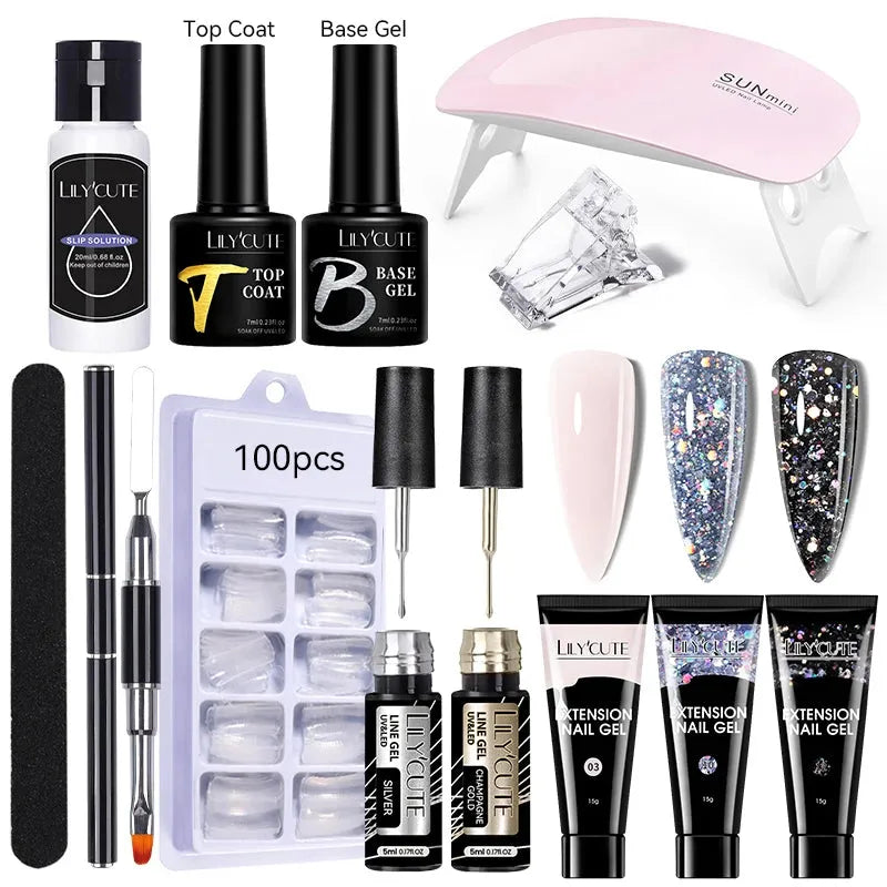 Nail Gel Set 6W LED Lamp Full Manicure Set Vernis Semi Permanent Quick Extension Nail Kit Gel Set For Nails Tool Kit - Shop & Buy