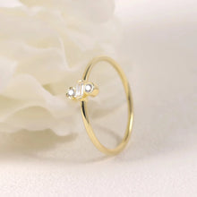 Load image into Gallery viewer, 925 Sterling Silver Ring with White Baguette Moissanite and Two White Round Moissanite Stackable Gold Rings
