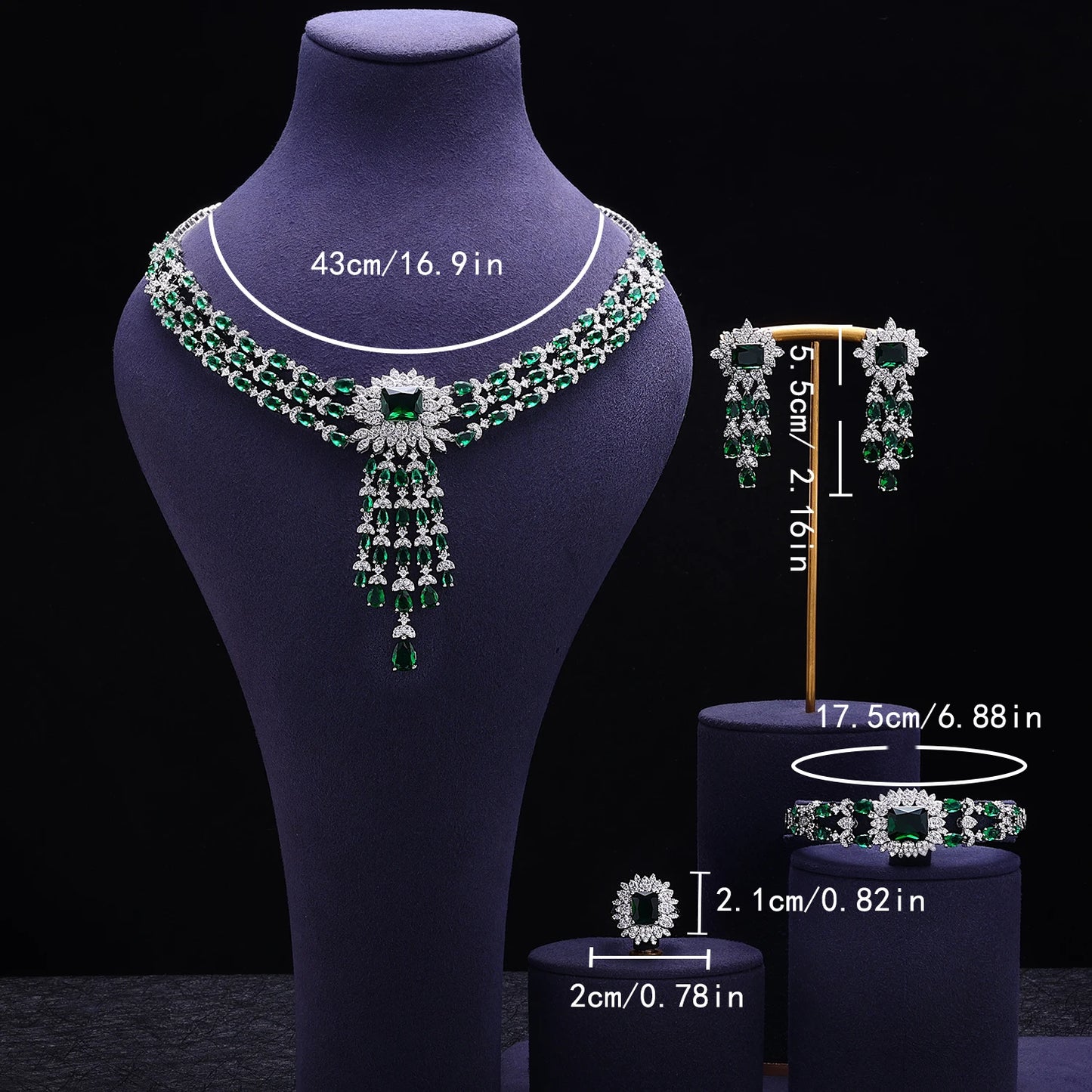 4pcs Bridal Zirconia Full Jewelry Sets For Women Party, Luxury Dubai Nigeria CZ Crystal Wedding Jewelry Sets