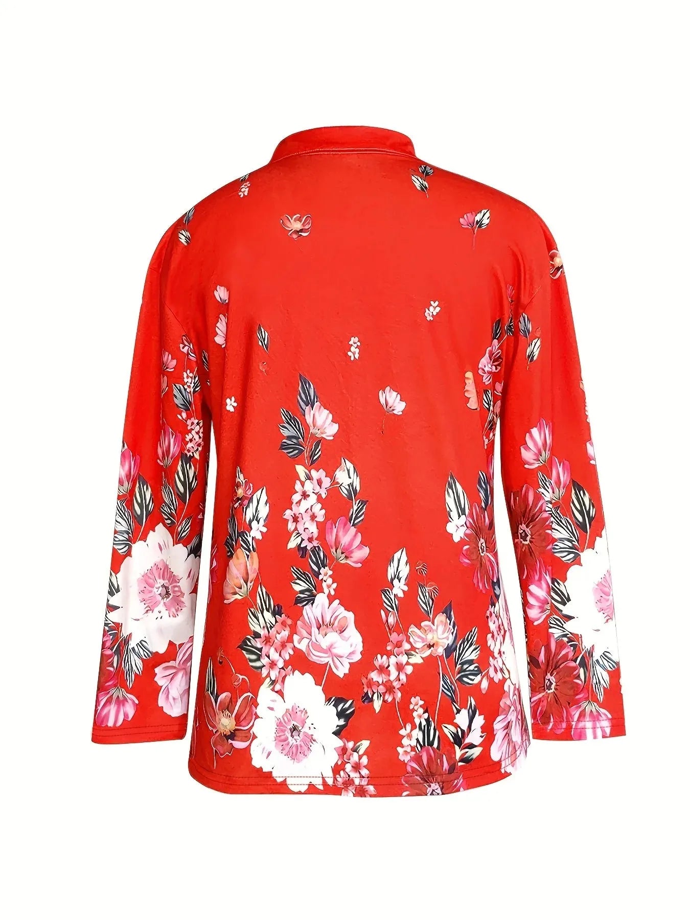 Women's Fashion Zipper Flower Print Long sleeved Top - Shop & Buy