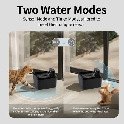 2.2L Automatic Wireless Cat Water Fountain USB Pet Drinker Battery & Sensor 2 in 1 Dispenser drinking fountain for cat dog