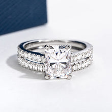 Load image into Gallery viewer, 3.0ct All Moissanite S925 Silver Wedding Ring Sets for Women Main Stone Radiant Cut
