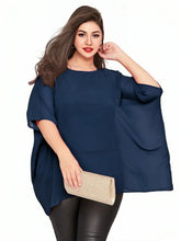 Load image into Gallery viewer, Womens Plus Size Elegant Summer Blouse Batwing Sleeve Oversized Chiffon Blouse Scoop Neck Large Size
