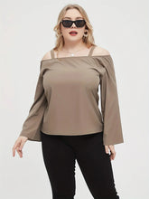 Load image into Gallery viewer, Solid Color Plus Size Blouse Casual Off Shoulder Women‘s Clothing For Spring And Fall T-Shirt Long Sleeves
