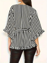 Load image into Gallery viewer, Plus Size Women Blouse Stripe Women‘s Clothes For Summer Casual V-Neck Shirt
