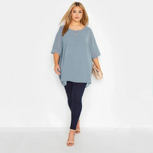 Load image into Gallery viewer, Plus Size Loose Batwing Sleeve Elegant Summer Cape Blouse Women 3/4 Sleeve Casual Work Office Tunic Tops
