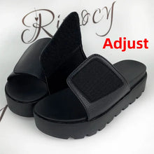 Load image into Gallery viewer, Black PU Leather Platform Slippers Women Plus Size 43 Thick Soled Sandals Woman Summer Non-slip Slides Shoes Female
