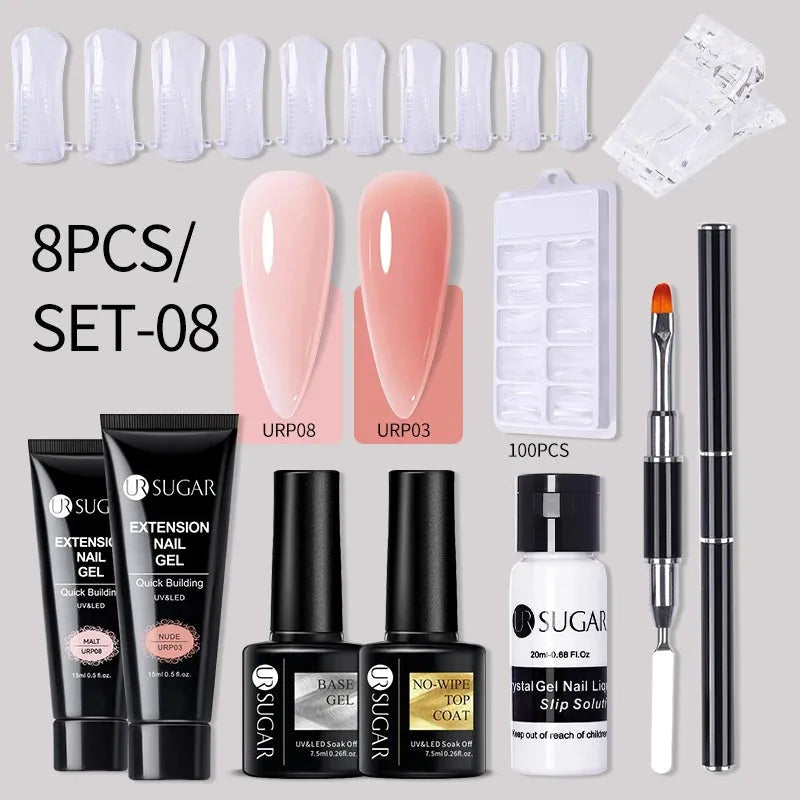 Acrylic UV Gel Extension Nail Gel Kit Nude Glitter Color Fast Building Gel Nail Polish All For Manicure Nail Art Design - Shop & Buy