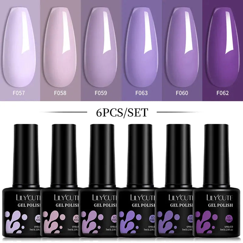 6Pcs/Set Macaron Color Gel Nail Polish Set Kit Spring 6 Colors UV LED Nail Art Gel Vernis Semi Permanent Base Top Coat - Shop & Buy