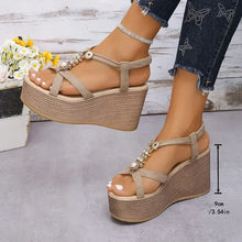 Load image into Gallery viewer, Elastic Band Solid Modern Sandals Super High Heel Wedges Hot Sale Ladies Shoes String Bead Fashion Women&#39;s Sandals
