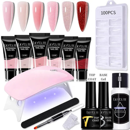 10ML Extension Nail Gel Set Manicure Set With 6W UV Lamp Finger Extend Mold Nail Kit Nail Art Quick Extension Tool Kit - Shop & Buy