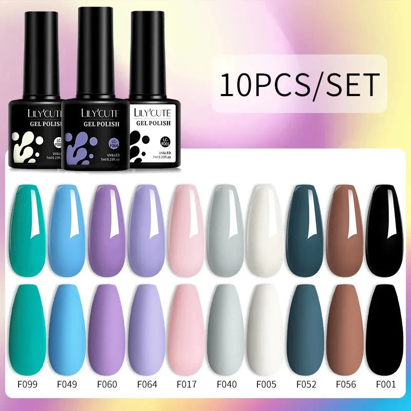 10PCS/Set Gel Nail Polish Brown Earth Coffee Color Series Gel Semi Permanent UV LED Gel Nail Art Soak Off Nail Gel Set - Shop & Buy