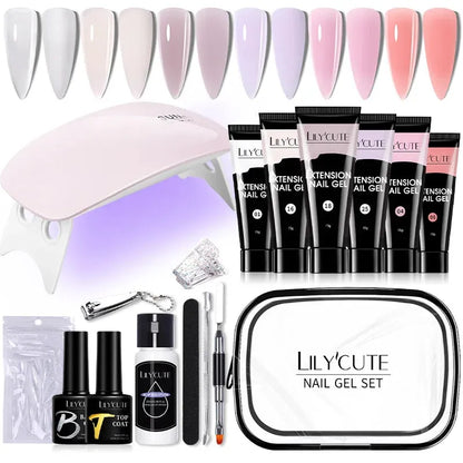 15ml Nail Extension Gel Set With UV Lamp Full Manicure Set Slip Solution Nail Art Quick Extension Gel Tool Set - Shop & Buy