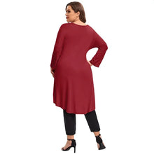 Load image into Gallery viewer, Plus Size Long Sleeve Elegant Spring Autumn Tunic Tops Women Long Hi Low Fit Flare Swing Blouse Large Size
