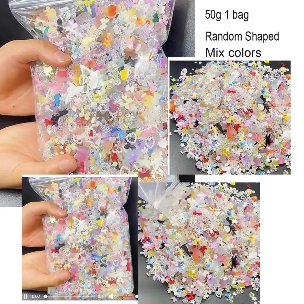 500-600pcs Bow Flower Nail Art Resin Decorations Mix Shapes Nail Charms Press on Manicure Supplies - Shop & Buy