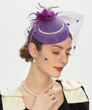 Load image into Gallery viewer, New Elegant Pillbox Hats 20s 50s Vintage Pearl Fascinators Hat for Women with Feather Mesh
