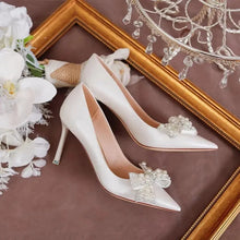 Load image into Gallery viewer, Luxury Pearl Bowknot Wedding Pumps Women Sexy Stiletto Heels Party Shoes
