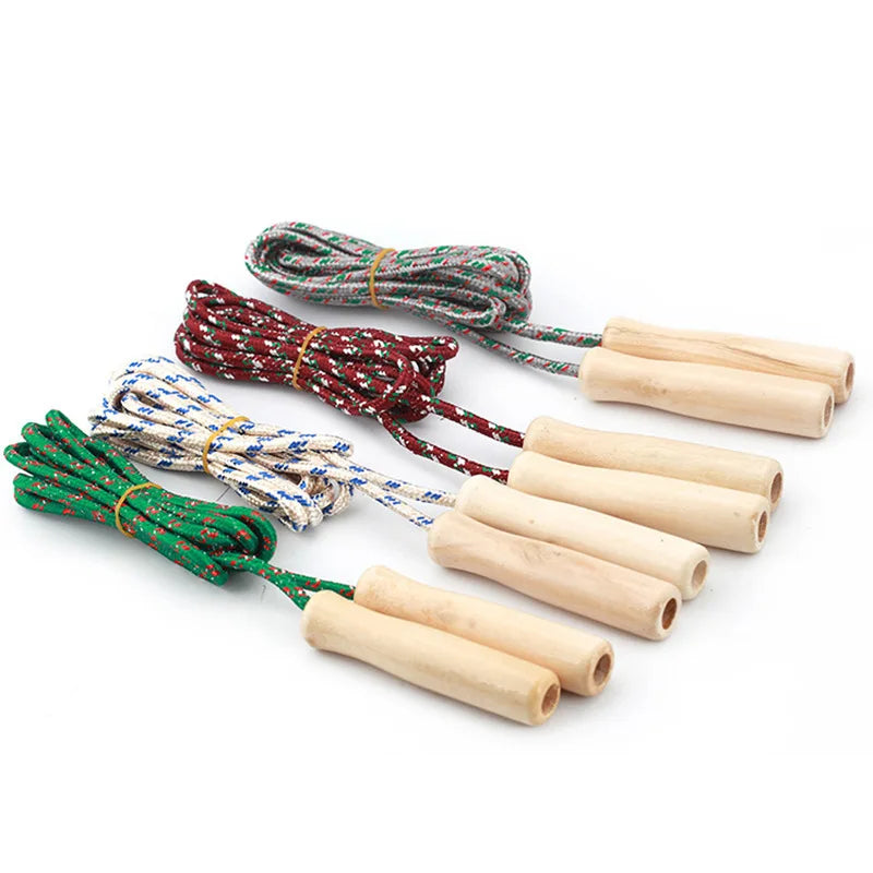 1 Pcs Wooden Handle Skipping Rope Color Random Gym Fitness Equipment School Group Sports Multi Person Jumping Rope