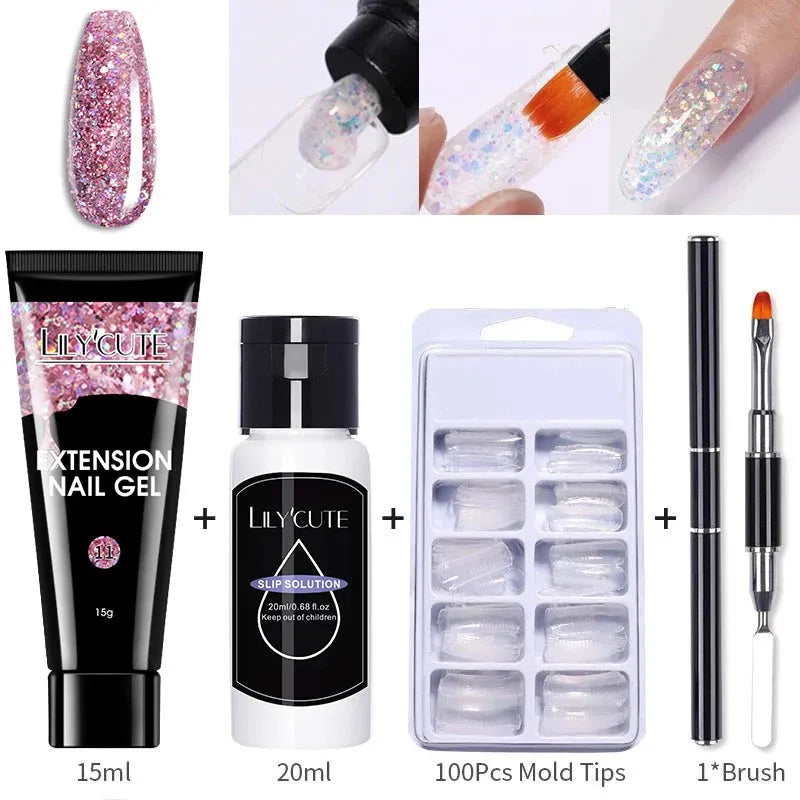 Extension Gel Nail Polish Kit Quick Extension Manicure Gel Set Finger Extend Mold Nail Brush Nail Art Tool Set Supplies - Shop & Buy