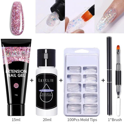 Extension Gel Nail Polish Kit Quick Extension Manicure Gel Set Finger Extend Mold Nail Brush Nail Art Tool Set Supplies - Shop & Buy