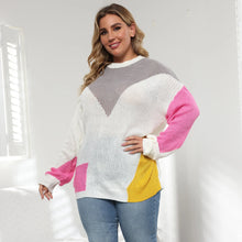 Load image into Gallery viewer, Winter Patchwork Plus Size Sweater Women O-Neck Large Pullover Lady Casual Loose Oversize Jumper
