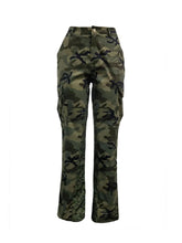 Load image into Gallery viewer, Plus Size Camo Print Side Pocket Cargo Pants camouflage Mid Waist Casual women Camo Pants
