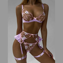 Load image into Gallery viewer, Ruffle Erotic Lingerie Floral Intimate Set Transparent Lace Sexy Fantasy Underwear Luxury Attractive Pushup Bra Outfits
