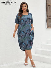 Load image into Gallery viewer, Women&#39;s Plus Size Denim Dress Summer Chic Elegant Dress For Chubby Women&#39;s Woven Cotton Dress
