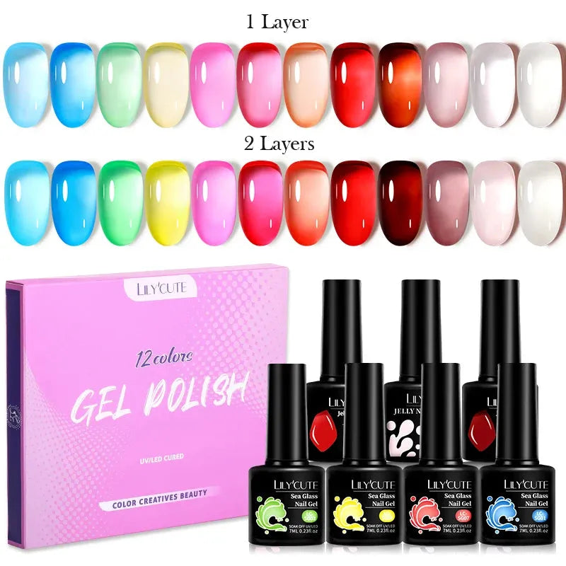 12PCs 7ml Spring Macaron Nail Gel Polish Set Semi Permanent UV Gel For Manicure Soak Off Gel Nail Polish Kit Varnishes - Shop & Buy