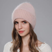 Load image into Gallery viewer, New Knitted Hat Women Warm Angora Rabbit Fur Cashmere Beanies Winter Casual Hats For Ladies Fashion Luxury Brand Cap
