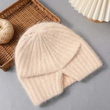 Load image into Gallery viewer, Women Angora Rabbit Fur Hat Winter Knitted Warm Beanies Fashion Luxury Designer Hats For Female With Pearl Diamond Cap
