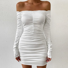 Load image into Gallery viewer, Sexy Ruffle Short Club Dress Ladies Autumn White Bodycon Dresses For Women Party Tight Mini Dress Clubwear
