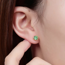 Load image into Gallery viewer, Dark Emerald CZ  Stud Earrings Minimalist Dainty Birthstone Post Earrings in 925 Sterling Silver Bridesmaid Gifts
