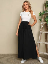 Load image into Gallery viewer, Solid Color Split Belted Skirt Casual High Waist Women‘s Summer Clothing
