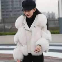 Load image into Gallery viewer, Notched Collar Faux Fur Jacket Women Coats Spliced Streetwear Vintage Casual Outerwears
