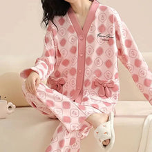 Load image into Gallery viewer, Japanese Kimono Autumn Winter Women Pajamas Sets Faux Cotton Long Sleeves Homesuits
