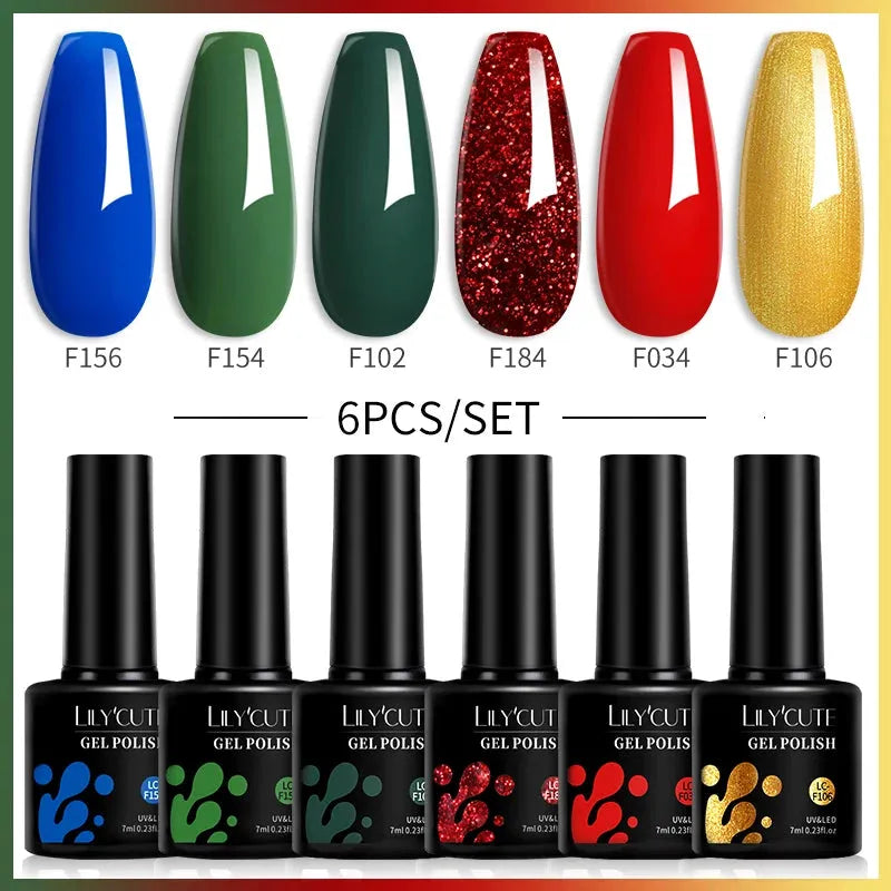 6Pcs/Set Gel Nail Polish Set 7ML Autumn Winter Coffee Color Series Semi Permanent UV Gel Chocolate Nail Art Gel Kit - Shop & Buy