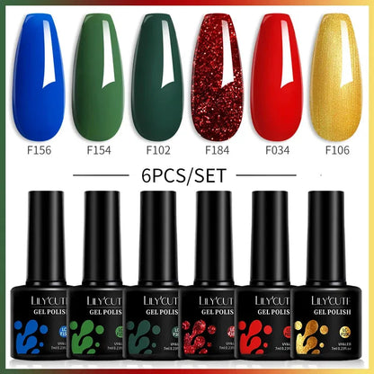 6Pcs/Set Gel Nail Polish Set 7ML Autumn Winter Coffee Color Series Semi Permanent UV Gel Chocolate Nail Art Gel Kit - Shop & Buy