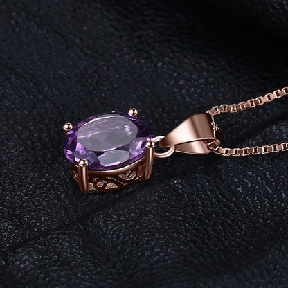 Rose Gold Yellow Gold Plated Natural Amethyst Citrine Garnet Topaz 925 Sterling Silver Pendant Necklace No Chain