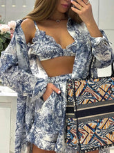 Load image into Gallery viewer, Spring Summer Women Holiday Shorts Set Loose Fit Long Sleeve Outfit 3 Piece Matching Sets For Women
