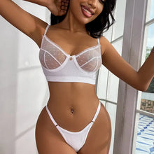 Load image into Gallery viewer, Newest Lace Sexy Porn Underwear Women Set Mesh See Through Thong and Bra Lingerie
