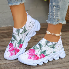 Load image into Gallery viewer, Crystal Floral Women&#39;s Knitted Sneakers Summer New Breathable Air Mesh Casual Shoes Woman Light Weight Walking Sports Flats
