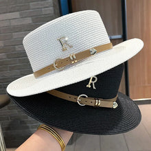 Load image into Gallery viewer, New Metal R Letter Buckle Straw Hat Leisure Summer Travel Sunscreen Hat Women&#39;s Fashionable Beach Hat
