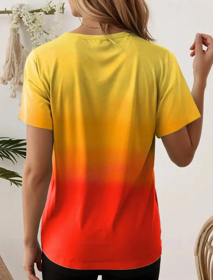 Women's T-Shirts For Women 3d Gradient Print  Tees Casual Street Femalewear - Shop & Buy