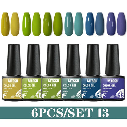 6PCS/SET Color Nail Gel Polish Set Kits  Base Top Coat  Varnish Soak Off UV Gel LED Semi Permanent All For Manicure Nail Art - Shop & Buy